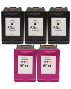 HP 60XL Remanufactured Ink Cartridge Five Pack Value Bundle